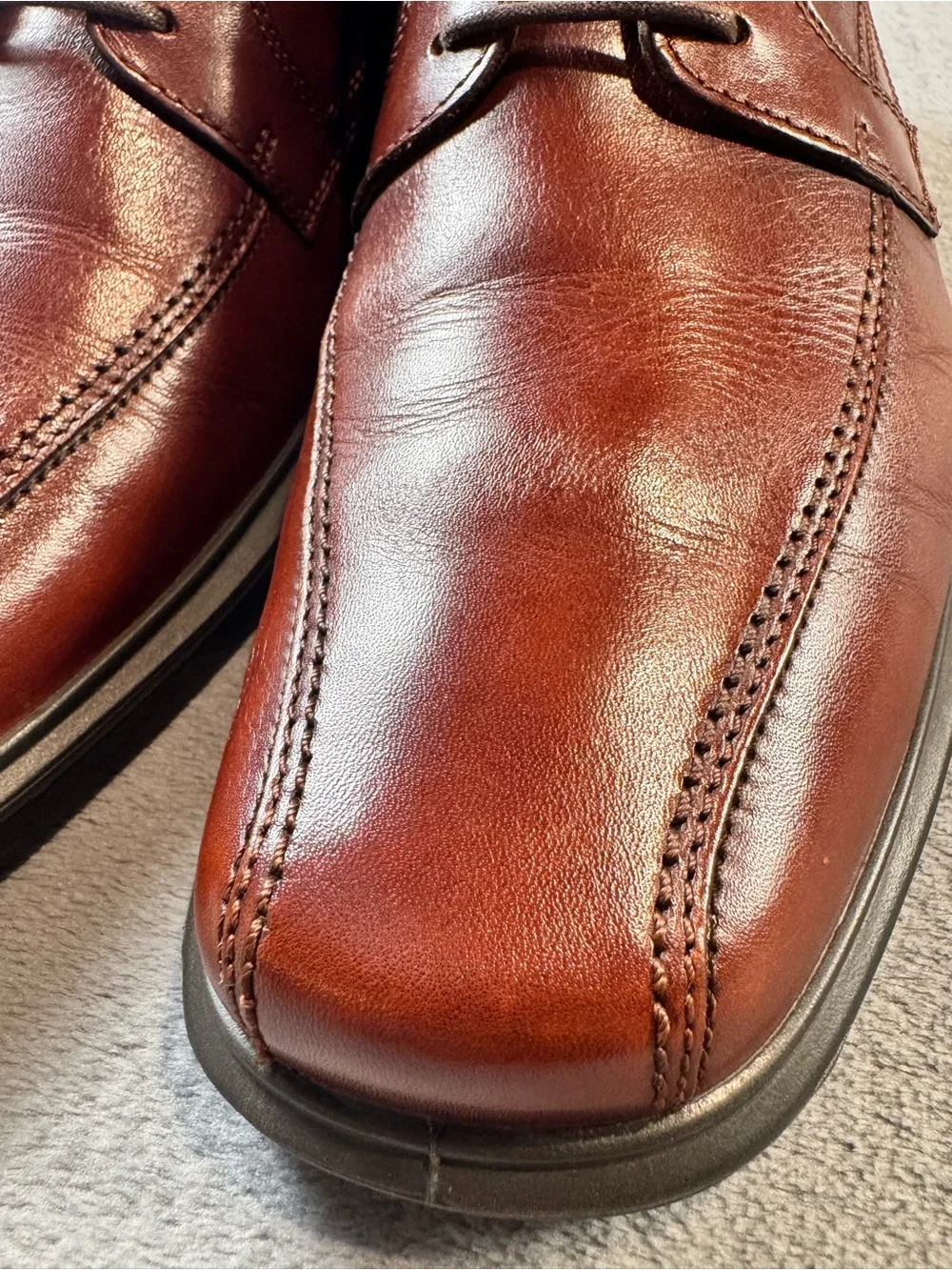 ECCO Helsinki Men's Brown Leather Bike Toe Derby Shoe
